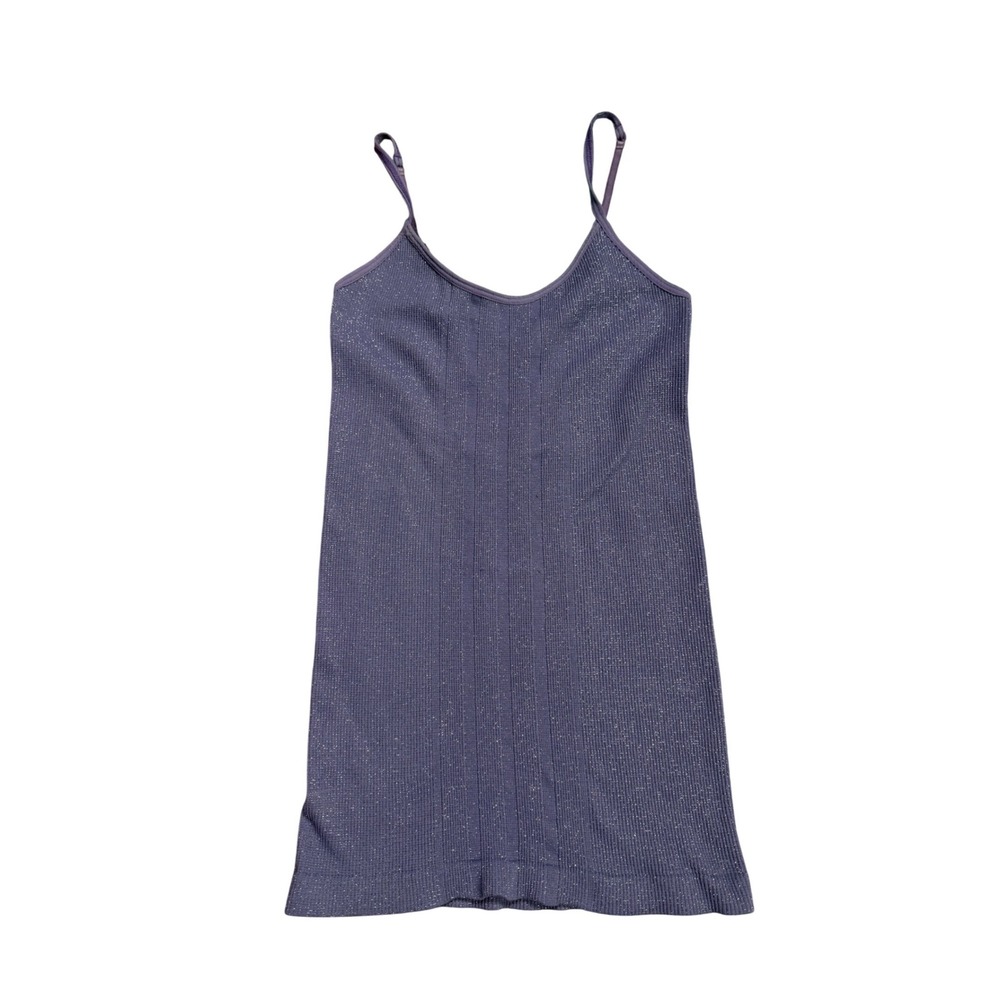 Free People Intimately Purple Shimmer Cami Tank Top Open Back Criss Cross XS/S